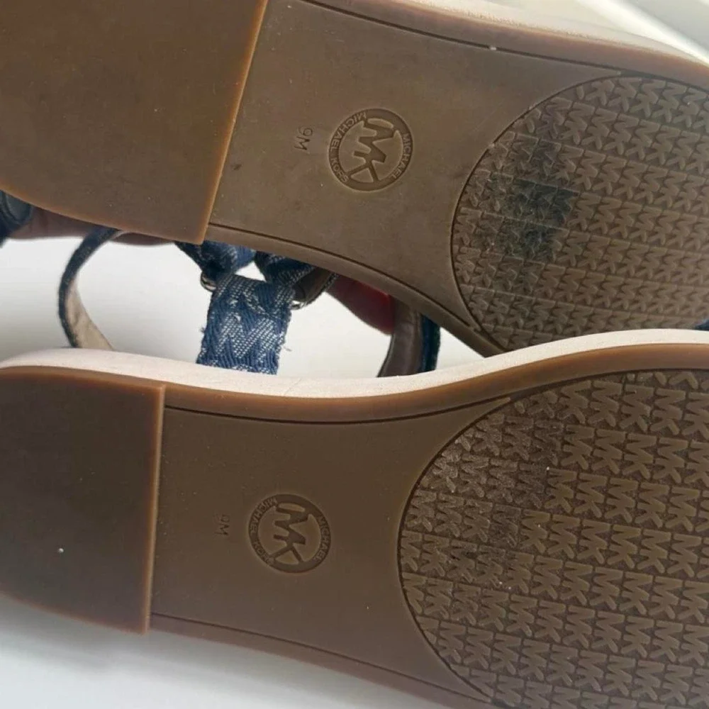 Michael Kors Denim Logo Sandals Size 9